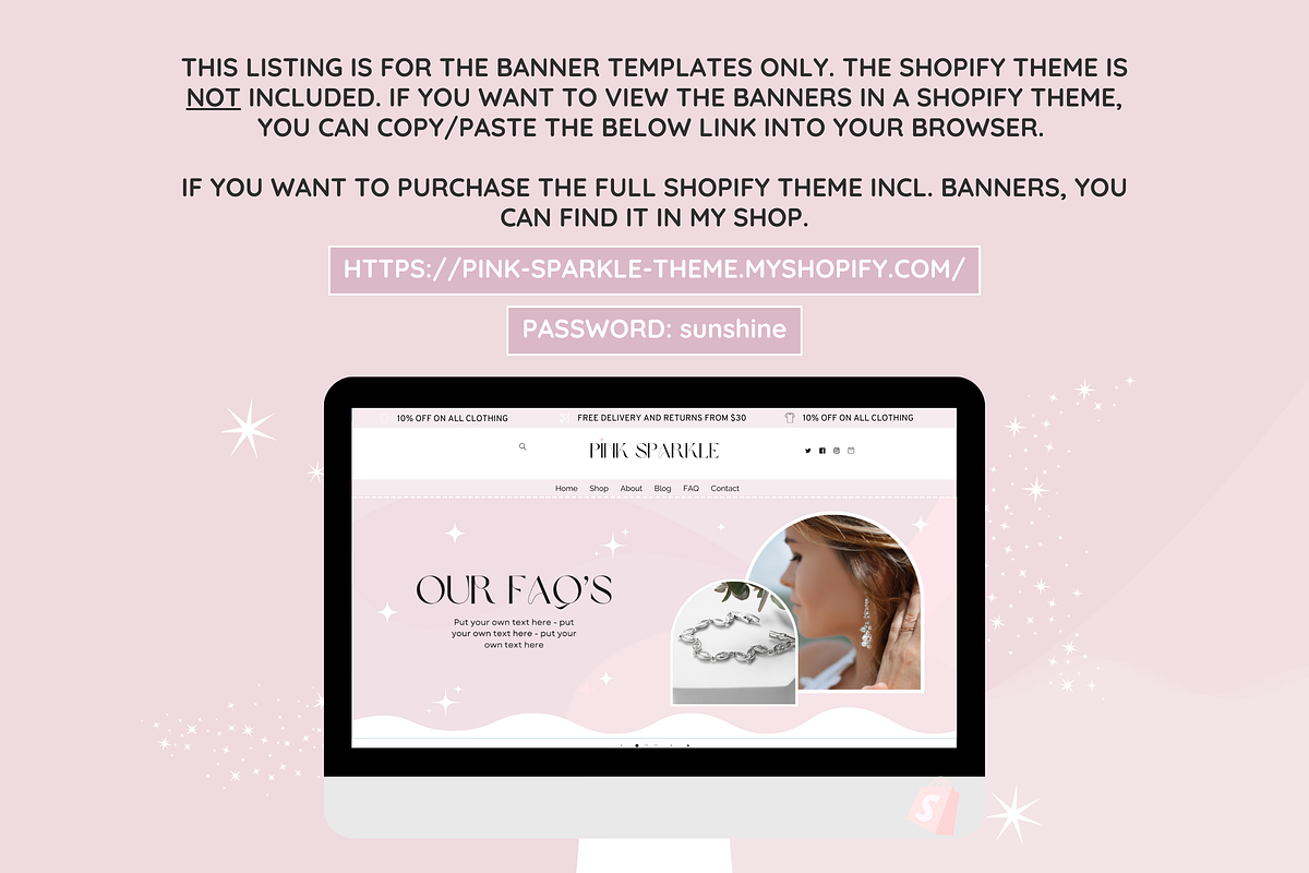 Pink Shop Banner Templates, a Shopify Template by SunshineStudioBoutique (Photo 4 of 9)
