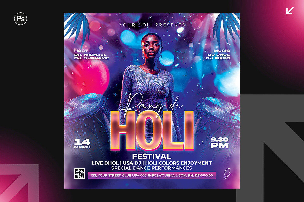06 Holi party flyer bundle, a Flyer Template by Shajib Shikder (Photo 4 of 7)