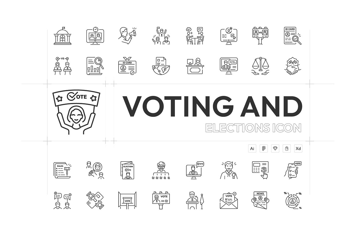 Voting and Election Icon Set, an Outline Icon by Prosymbols (Photo 1 of 5)