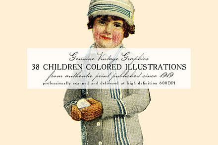 38 Children Colored Illustrations