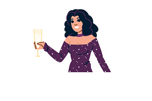 Elegant woman holding champagne, a Person Illustration by pikepicture