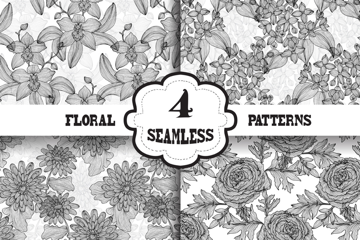 Black and White Floral Patterns (3)
