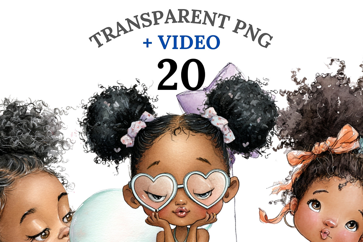 20 Quirky Black Girl PNGs, a Person Illustration by Pati Charm Studio (Photo 1 of 8)