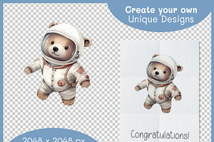 Cute Astronauts Watercolor Clipart