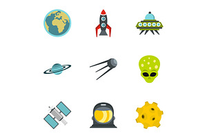 Cosmos Icons Set, Flat Style