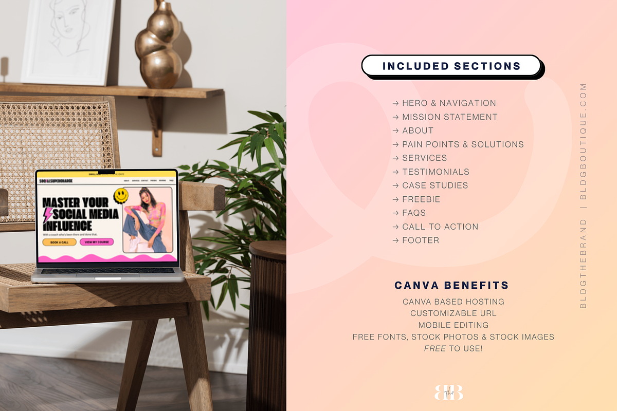 Bold Preppy Canva Website Template, a Landing Page Template by BLDGtheBoutique (Photo 9 of 9)