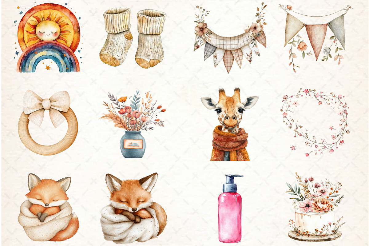 Baby Shower Clipart,Boho Nursery Cli, an Illustration by Libby Wishes (Photo 5 of 6)