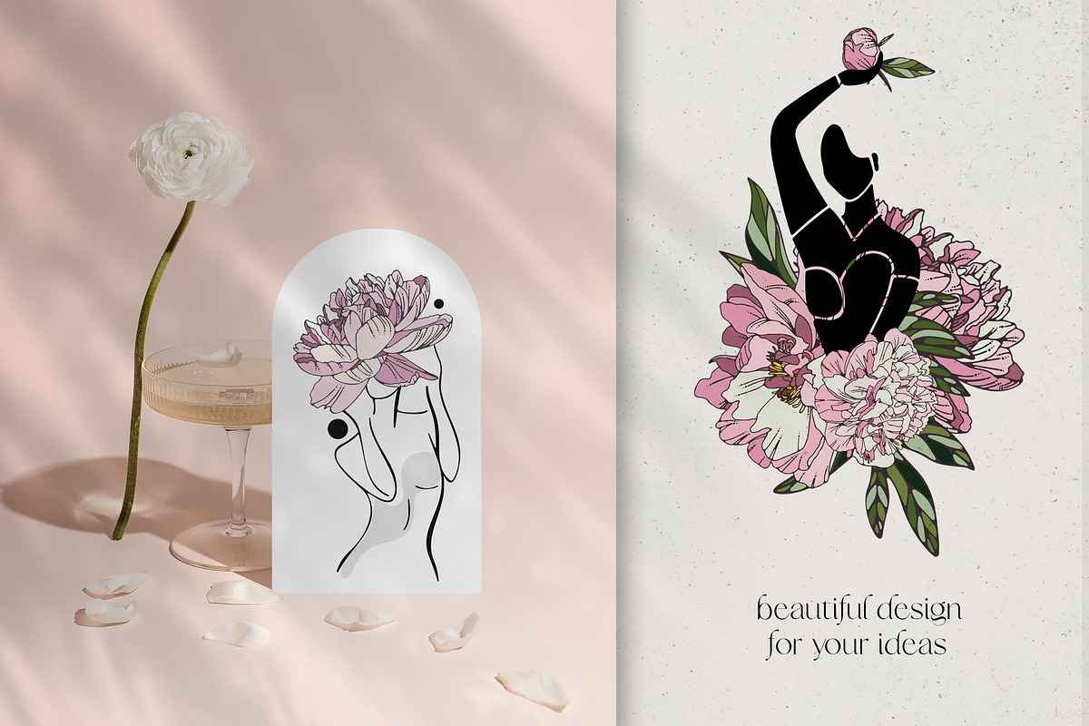 Female bodies and line art peonies, an Object Graphic by Vera●Suleimanova (Photo 15 of 17)