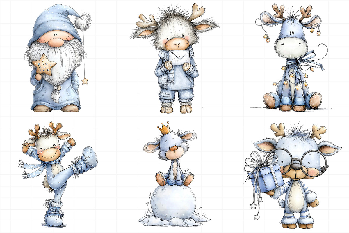 Christmas Santa & Reindeer Clipart, an Illustration by Daily.Designs (Photo 3 of 5)