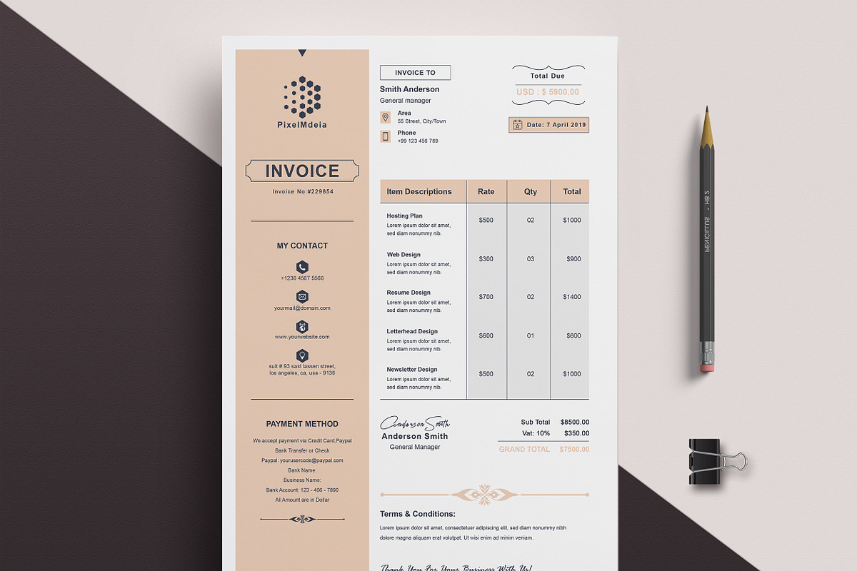 Invoice, a Stationery Template by TelaTemplates (Photo 4 of 8)