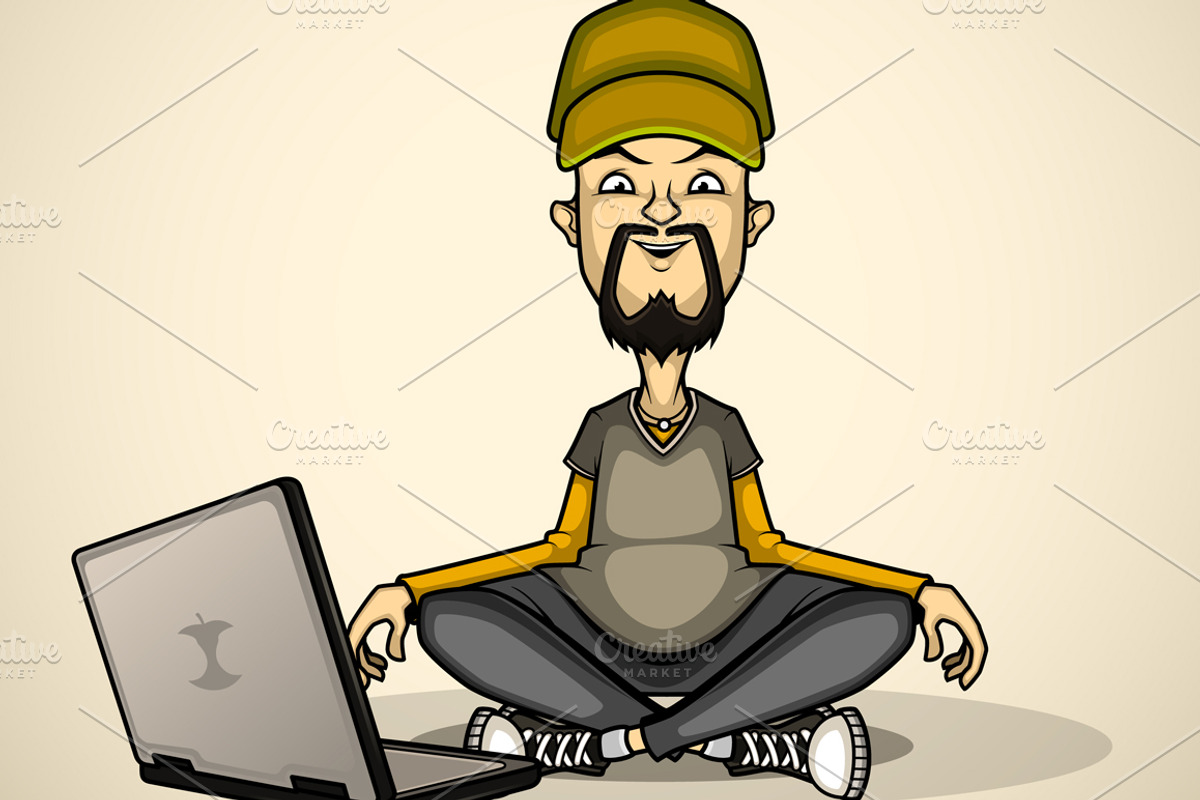 User with a Laptop Surrounded Device, a Technology Illustration by yuanden graphics (Photo 5 of 5)