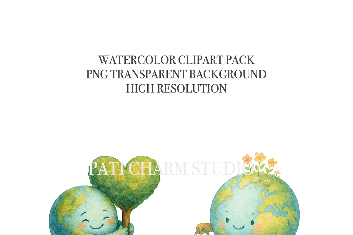 17 Earth Clipart, a Decorative Illustration by Pati Charm Studio (Photo 5 of 8)