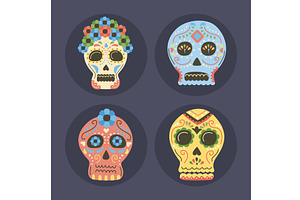 day of dead skulls, an Illustration by studiogstock