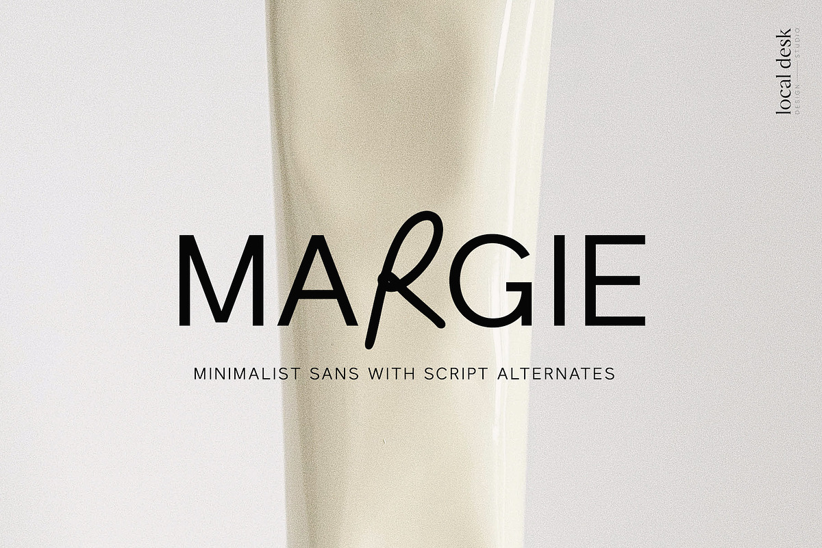 Margie – Sans with Script Alternates, a Sans Serif Font by Local Desk Designstudio (Photo 1 of 15)