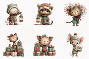 Christmas Cats Clipart Bundle, a Seasonal Illustration by fashionaddict (Thumbnail 2 of 7)