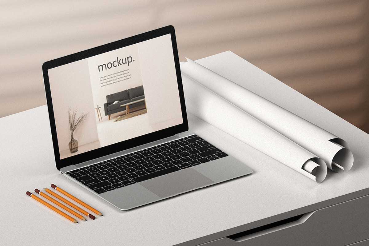Laptop Office Concept Mockup Pack, a Mac Mockup by mocko (Photo 11 of 12)