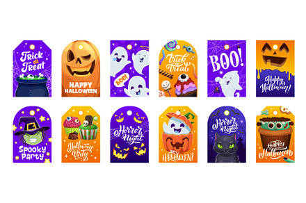 Halloween holiday gift tags, a Seasonal Illustration by Vector Tradition