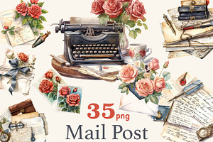 Mail Post Clipart Vintage Roses