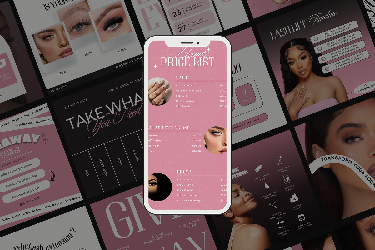 Lash Technician Instagram Template, a Social Media Template by My Template Studio (Photo 3 of 21)