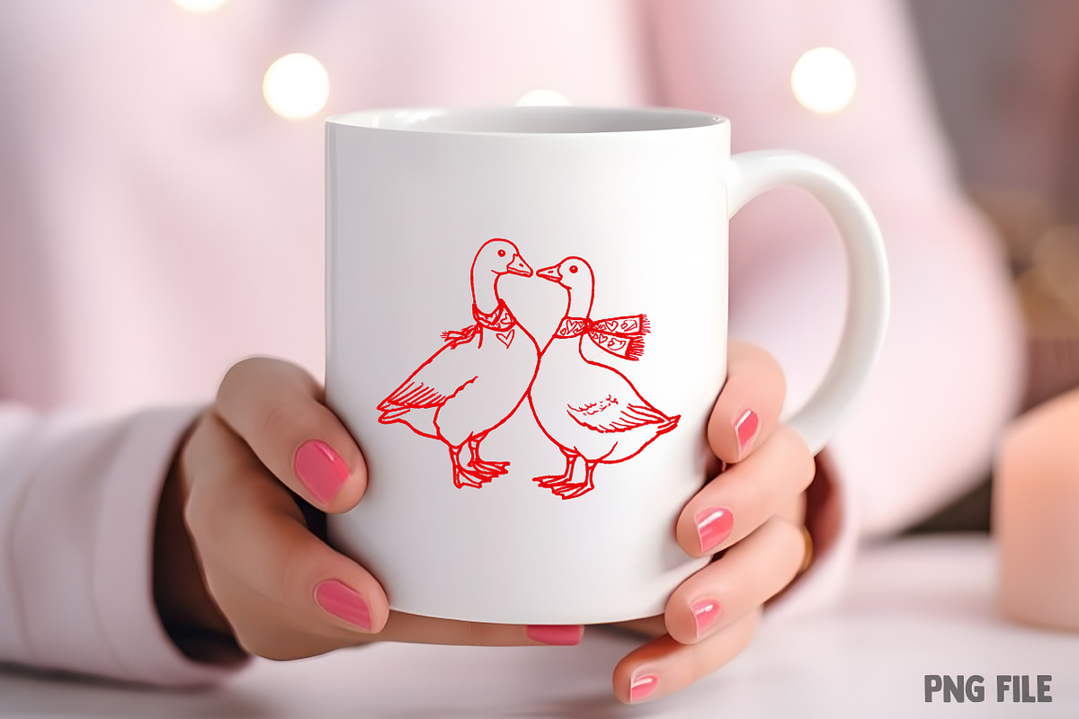 Valentines Goose Couple Hand-Drawn, an Illustration by Craft Nest (Photo 8 of 8)