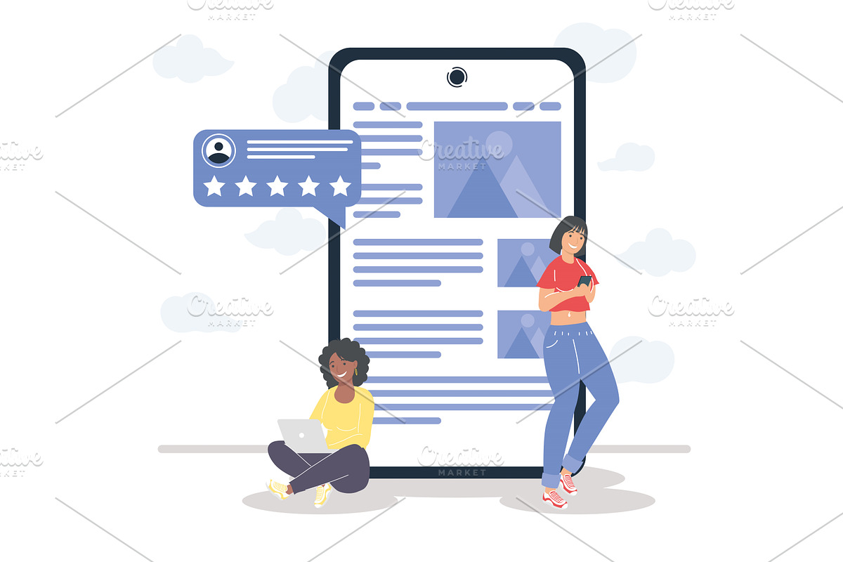 feedback in smartphone, a Person Illustration by studiogstock