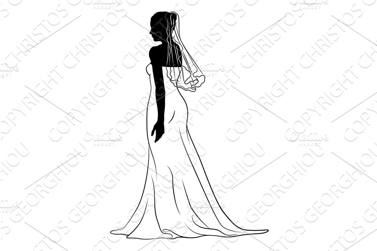 Bride Bridal Wedding Dress, an Illustration by Christos Georghiou