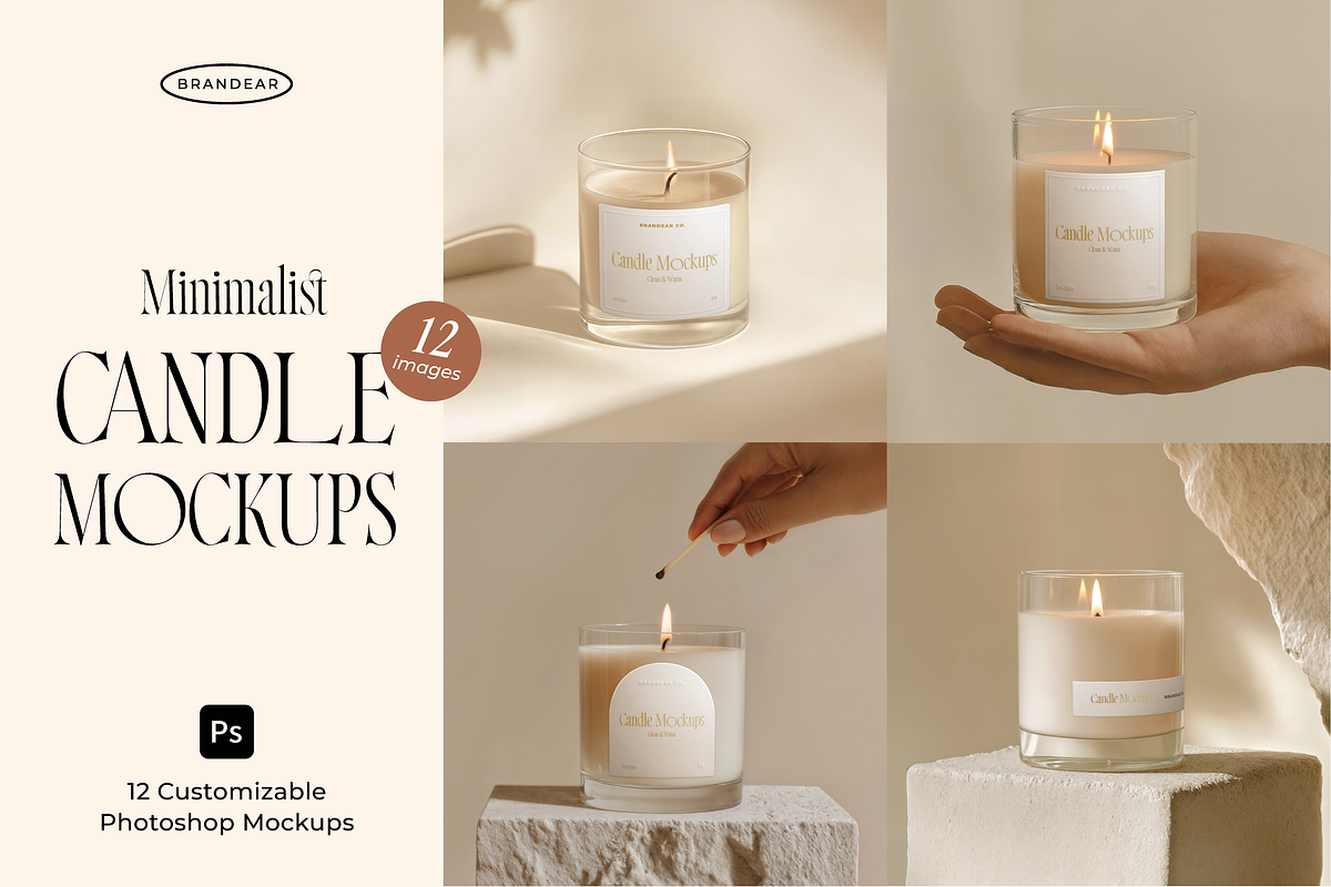 Candle Mockup Set, a Packaging Mockup by Brandear Design (Photo 1 of 17)