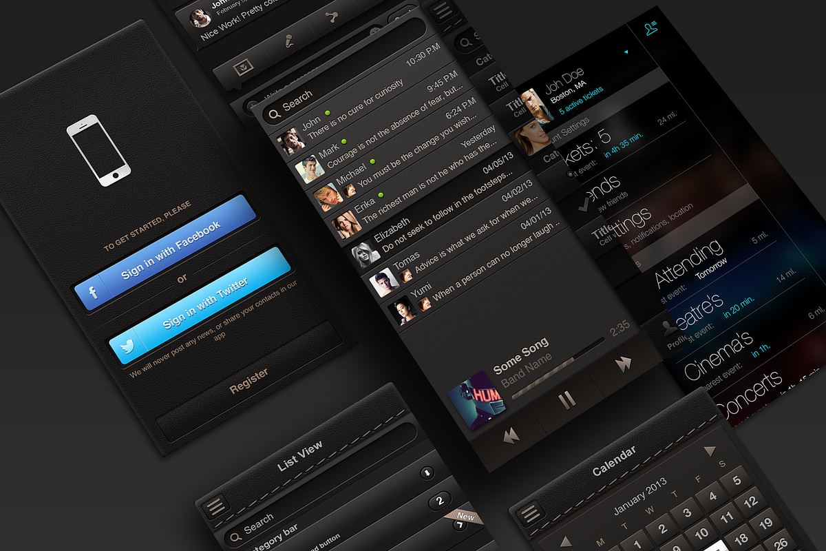 iOS UI Sets 4 Colors, an iPhone Mockup by Yuriy Kondratkov (Photo 2 of 5)