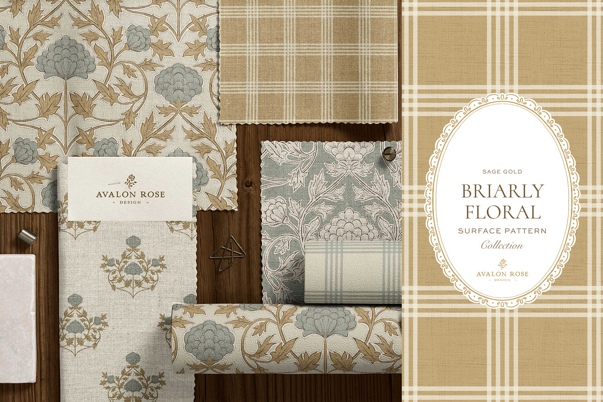 Farmhouse Damask Pattern Set Sage, a Pattern Graphic by Eclectic Anthology (Photo 2 of 13)