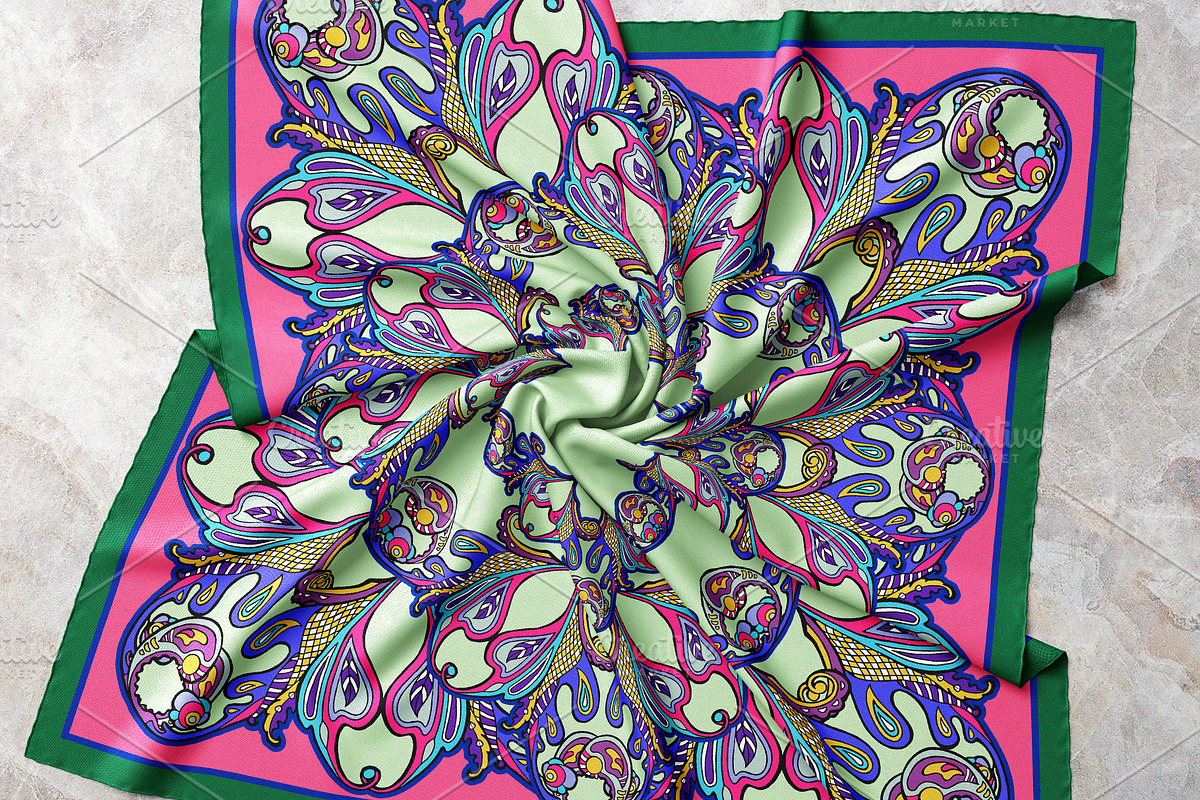 Mint & Amethyst Paisley Scarf, an Object Graphic by ilustrinna (Photo 5 of 7)