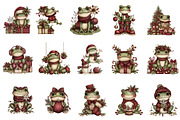 Cute Cartoon Christmas Frogs Clipart, an Illustration by designcity5 (Thumbnail 2 of 5)