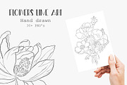 Flowers Line Arts Clipart, an Illustration by natalisart (Thumbnail 1 of 11)
