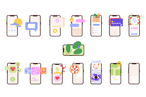 Smartphone screen with different, a Technology Illustration by LadadikArt