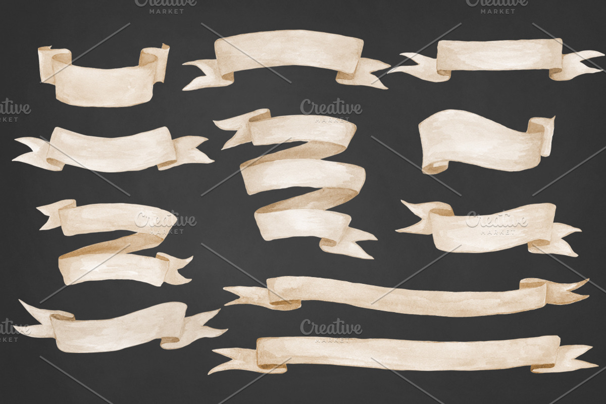 Watercolor ribbons set, a Decorative Illustration by NataliVA (Photo 5 of 5)