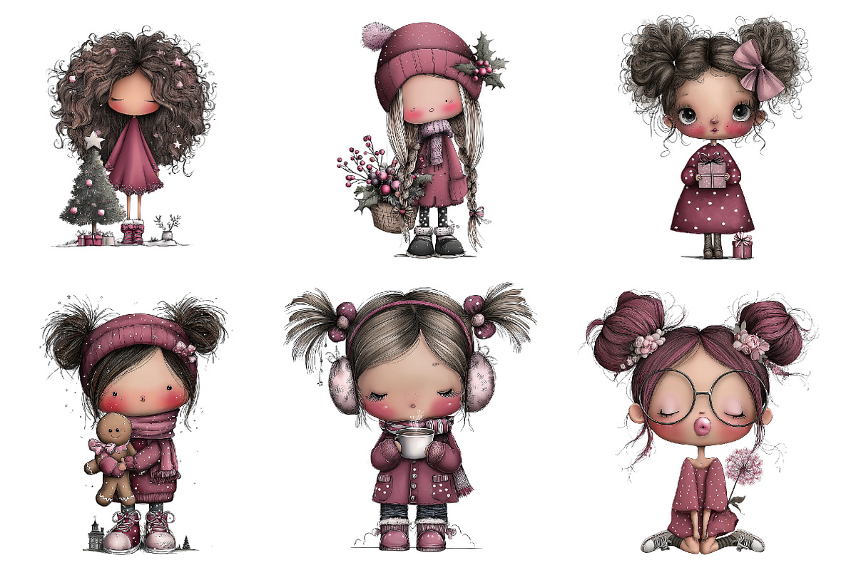 Whimsical Girl Clipart, an Illustration by CreationArt (Photo 2 of 5)
