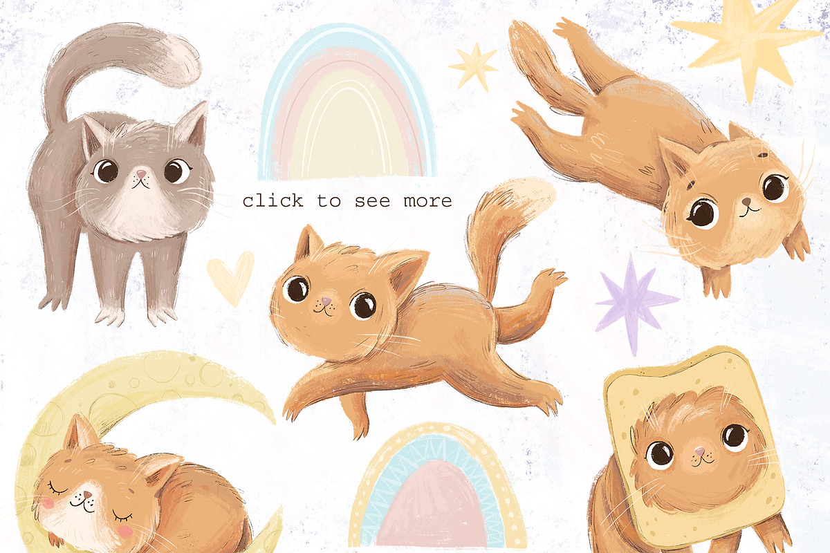 Cat. Posters, clipart & lettering, an Animal Illustration by Lesya Skripak (Photo 3 of 8)