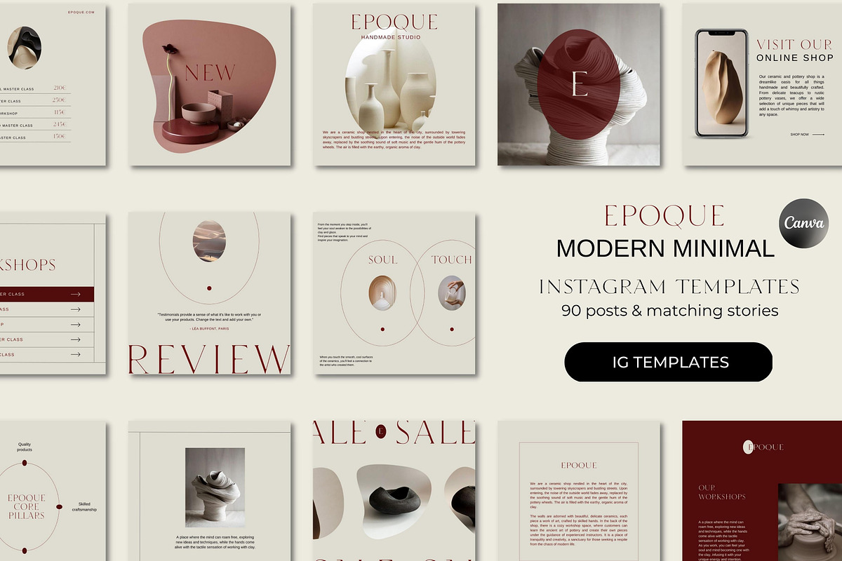 EPOQUE Aesthetic Canva Templates, a Social Media Template by Studio Suvelle (Photo 2 of 11)