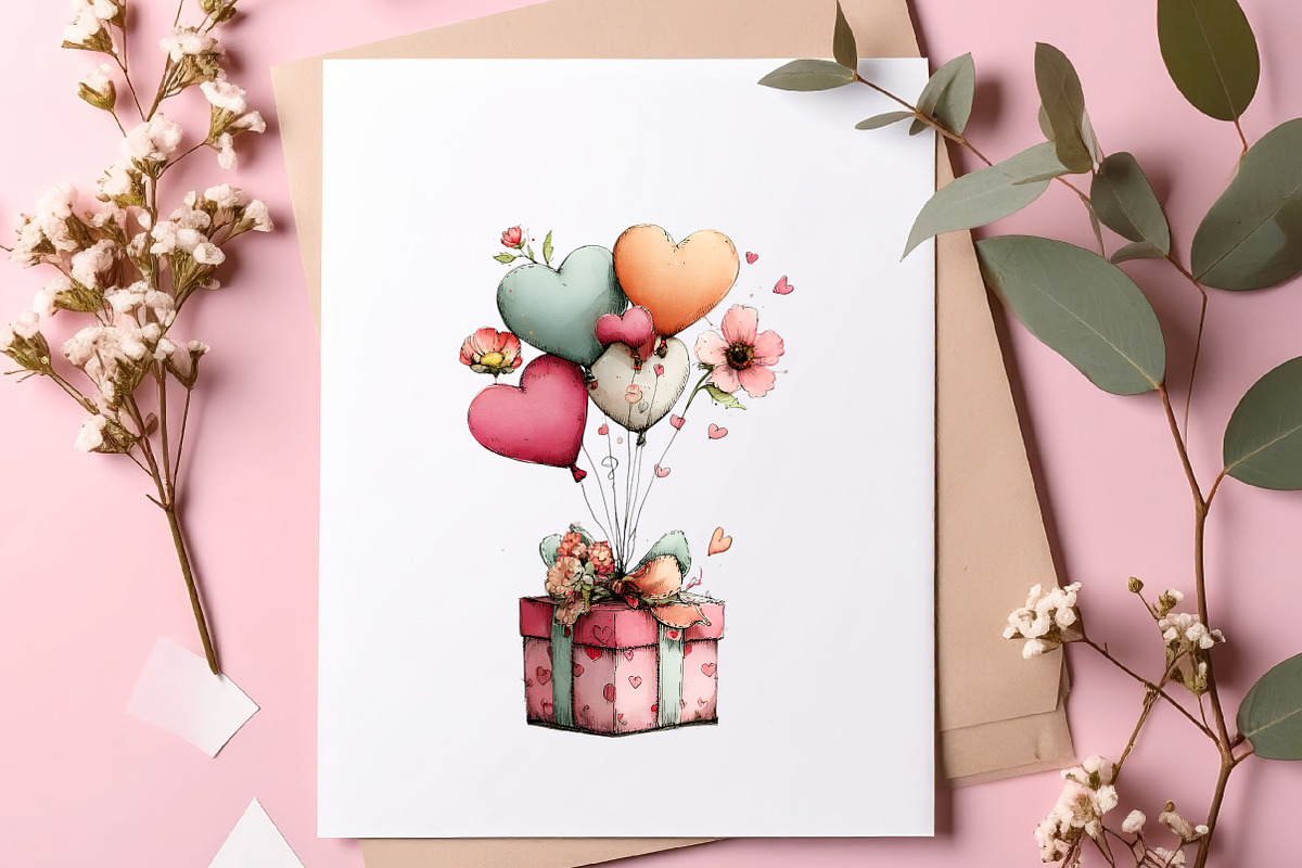 Flowers in gift box clipart, an Illustration by SinaCreation (Photo 6 of 8)
