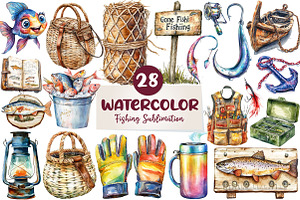Fishing Sublimation Clipart, an Illustration by CreationArt