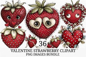 Valentine Strawberry Clipart, an Illustration by Craft Nest