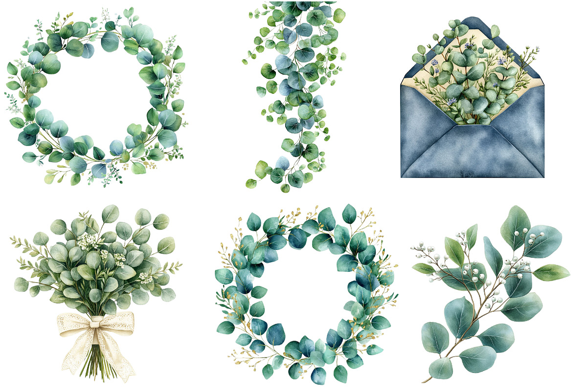 Eucalyptus Greenery Clipart, an Illustration by Watercolor design (Photo 3 of 4)