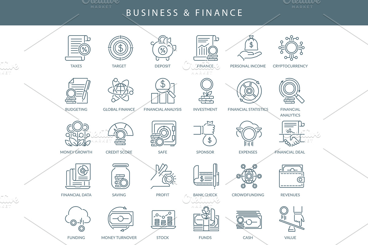 Business Outline Icons, an Outline Icon by Kalash (Photo 5 of 7)