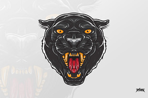 Fierce Black Panther Head Vector