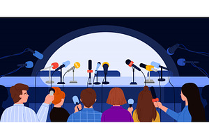 Press conference, interview in, a Person Illustration by Flashvector