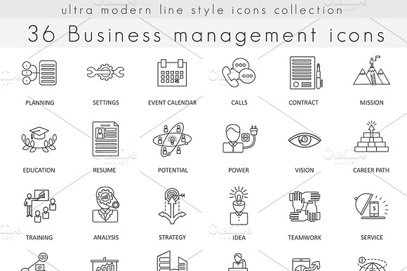 36 Business Management Line Icons
