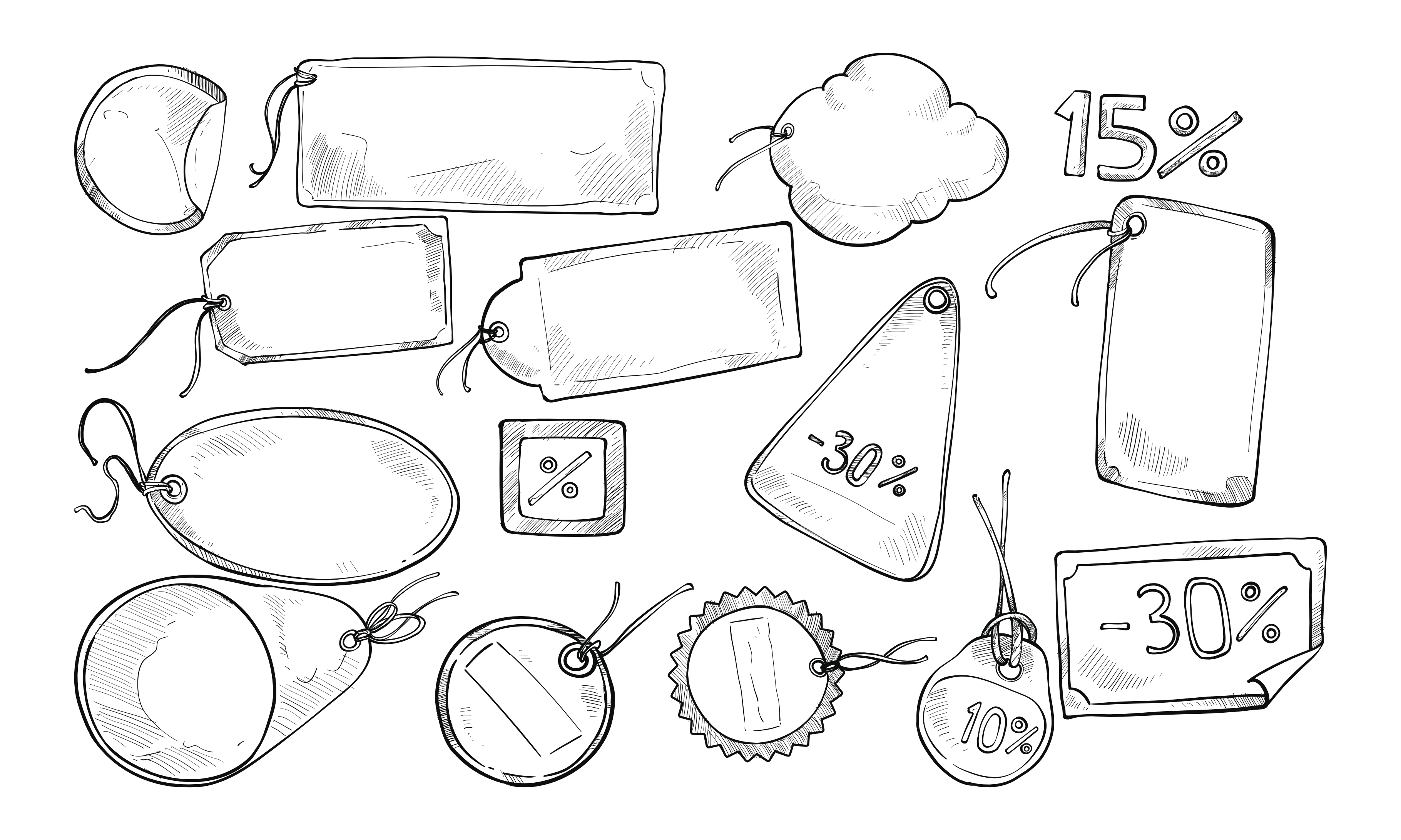 price tag handdrawn collection, an Object Graphic by nikagraphic