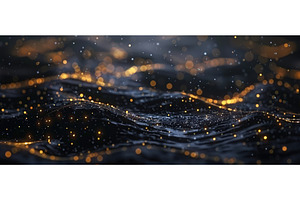 Glowing Golden Particle Waves in, an Abstract Photo by piter.goskov