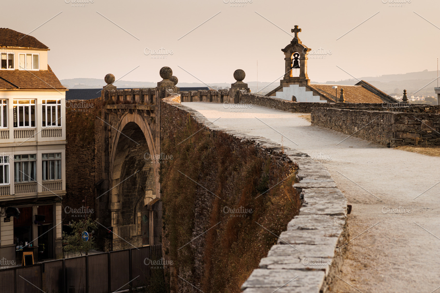 Ancient Roman Walls Walkway and Chapel, Lugo, Spain, an Architecture Photo by Bepslabor