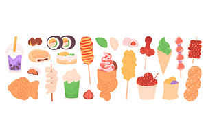Cartoon asian street food. Fried, a Food Illustration by LadadikArt