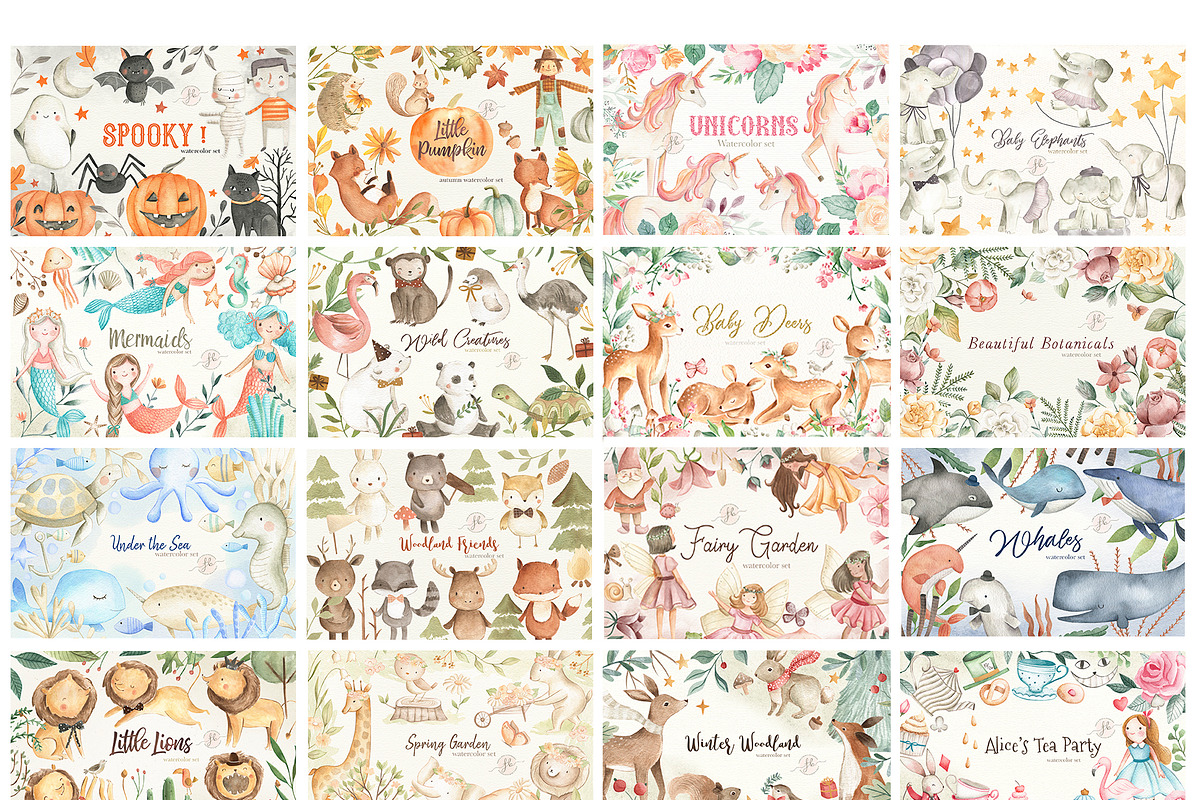 Watercolor Bundle, an Animal Illustration by Flora+Bear (Photo 2 of 32)